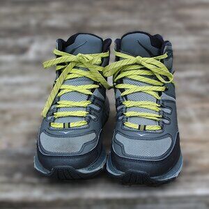 Hoka Men's Gray Trail Shoes with Lime Laces